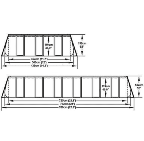 ⁦בריכה מלבנית אולטרה 732X366X132 ס"מ עשויה ממסגרת מתכת מגולוונת BESTWAY⁩ – תמונה ⁦2⁩
